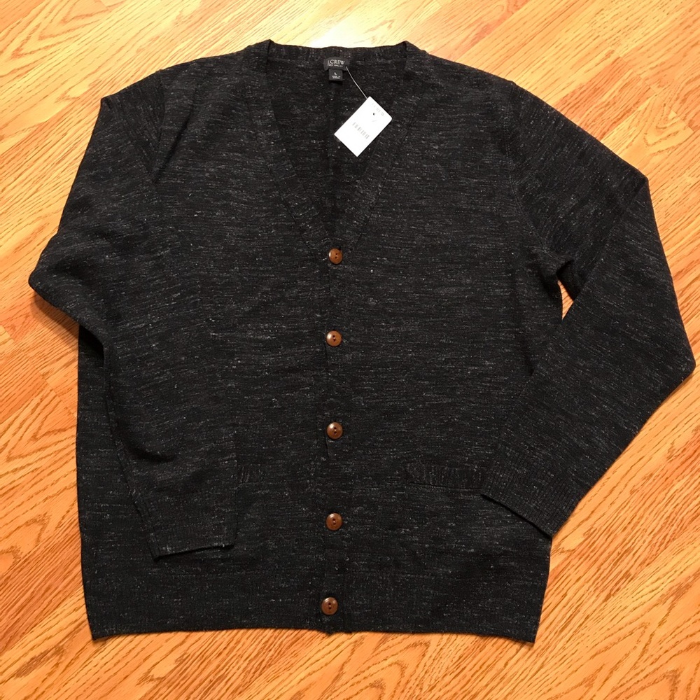 J.crew Men’s navy wool cardigan